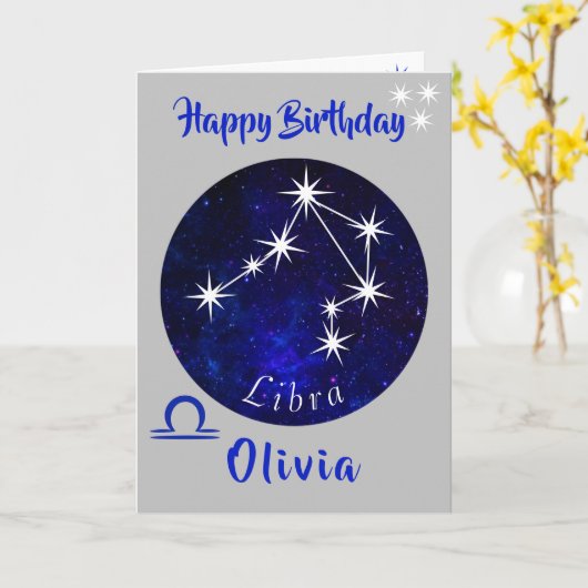 Libra Horoscope Birthday Kaart (Gele Bloem)