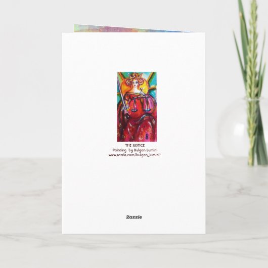 LIBRA, JUSTITIE TAROT ASTROLOGY ZODIAC BIRTHDAY KAART (Achterkant)