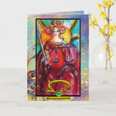 LIBRA, JUSTITIE TAROT ASTROLOGY ZODIAC BIRTHDAY KAART (Gele Bloem)