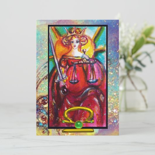 LIBRA, JUSTITIE TAROT ASTROLOGY ZODIAC BIRTHDAY KAART (Staand voorkant)