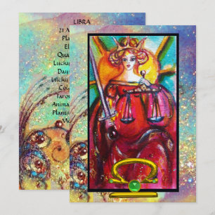 LIBRA, JUSTITIE TAROT ASTROLOGY ZODIAC BIRTHDAY KAART