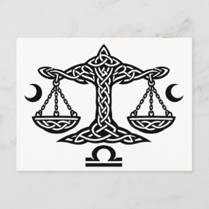 Libra Keltische Maan‑Schaal Sigil   BurnsInHell In Feestdagenkaart