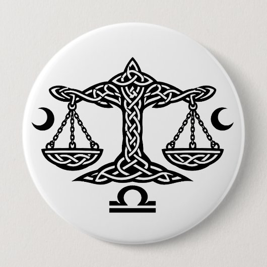 Libra Keltische Maan‑Schaal Sigil | BurnsInHell In Ronde Button 4,0 Cm (Voorkant)