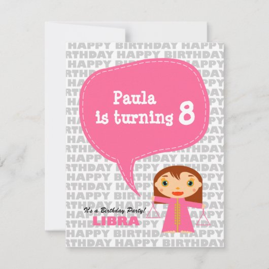 Libra Kinder feestuitnodiging Kaart (Voorkant)