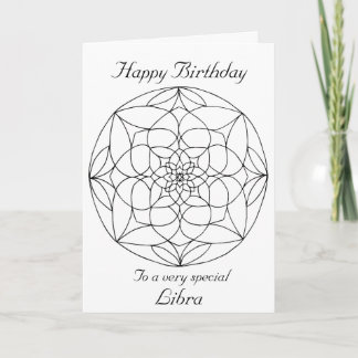 Libra Mandala: Color your own Birthday Card Kaart