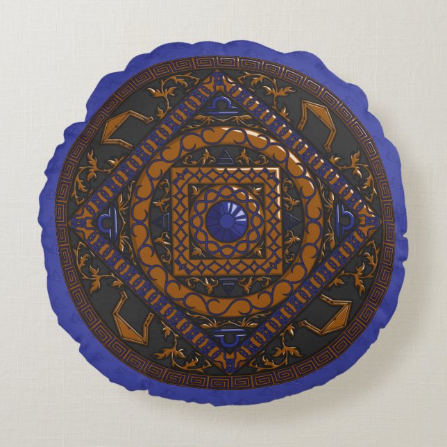 Libra Mandala Round Pillow Rond Kussen (Voorkant)