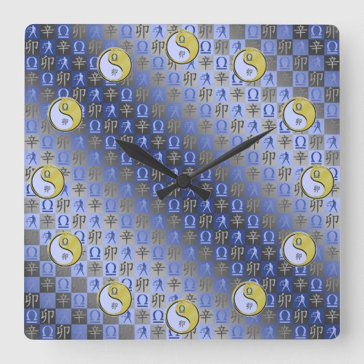 Libra & Metal Rabbit Vierkante Klok (Voorkant)