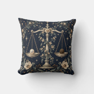 Libra Middernacht Botanische Gravure Kussen