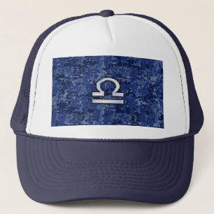 Libra op Blauwe Digitale Camouflage Trucker Pet