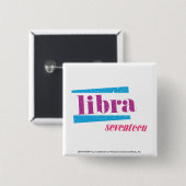 Libra Paars Vierkante Button 5,1 Cm (Voorkant /achterkant)