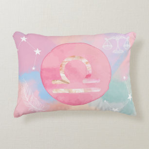 Libra Pastel Waterverf Astrologie Sterrenbeeld Accent Kussen