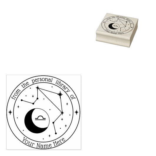 Libra Personalized Zodiac Book Stamp Rubberstempel (Gestempeld)