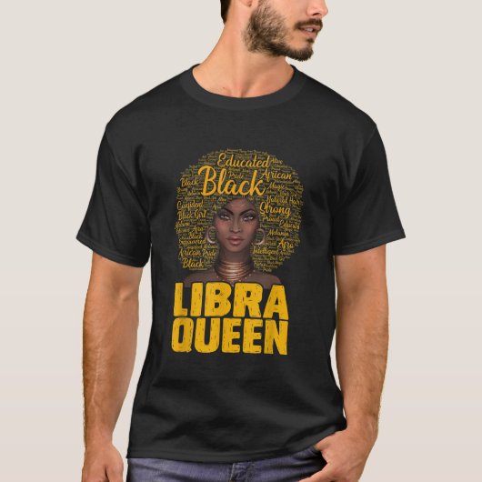Libra Queen Black Woman Afro Natural Hair African T-shirt (Voorkant)
