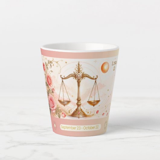 Libra Rozen Art Nouveau Kleine Latte Mok (Voorkant)