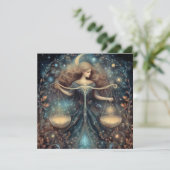 Libra Scales Zodiac Astrology Celestial Birthday Kaart (Staand voorkant)