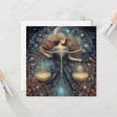 Libra Scales Zodiac Astrology Celestial Birthday Kaart (Voorkant / Achterkant in situ)