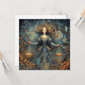 Libra Scales Zodiac Astrology Mystical Birthday Kaart (Voorkant / Achterkant in situ)