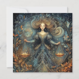 Libra Scales Zodiac Astrology Mystical Birthday Kaart