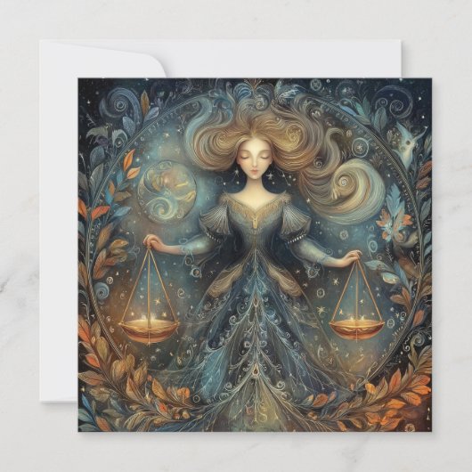 Libra Scales Zodiac Astrology Mystical Birthday Kaart (Voorkant)