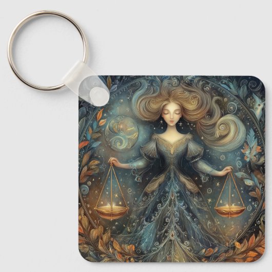 Libra Scales Zodiac Astrology Mystical Birthday Sleutelhanger (Voorkant)
