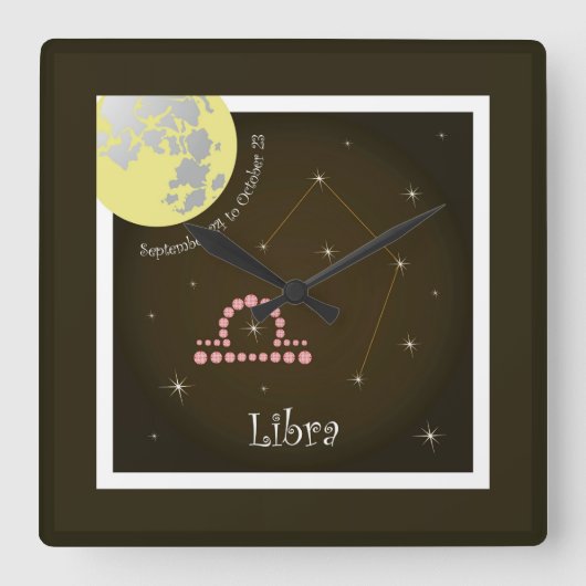 Libra September 24 to October 23 Uhr Vierkante Klok (Voorkant)