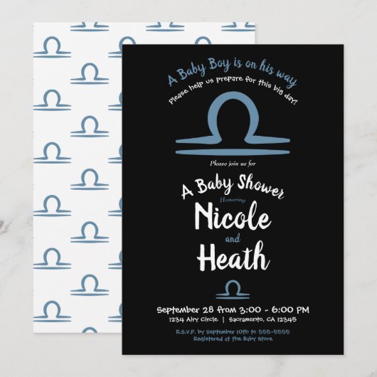 LIBRA September Oktober Astrology Baby shower Kaart (Voorkant / Achterkant)