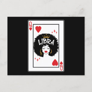  Libra Star Sign Melanin Black Queen of Hearts Briefkaart