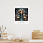 Libra Sterrenbeeld Astrologie Naam & Verjaardag Poster (Keuken)