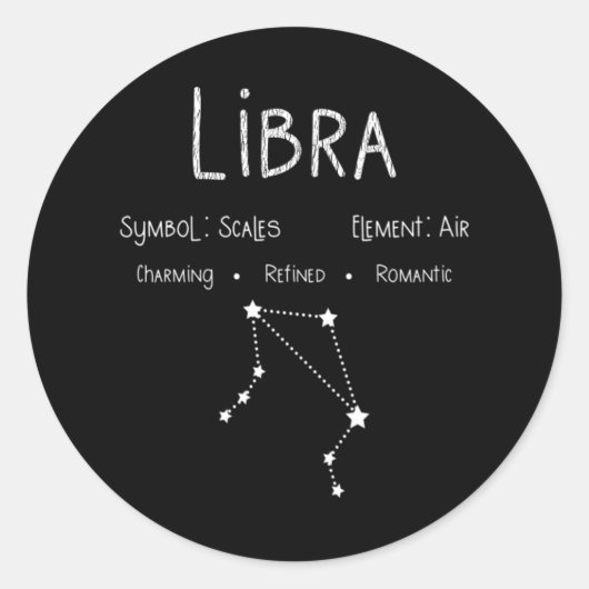 Libra Sterrenbeeld Constellatie Astrologie Cadeau Ronde Sticker (Voorkant)