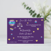 Libra Sterrenbeeld & Disco Bal Bachelorette Feestj Save The Date (Staand voorkant)