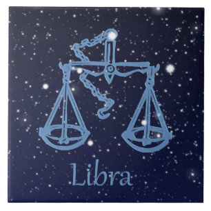Libra-sterrenbeeld en dierenriemteken met sterren tegeltje
