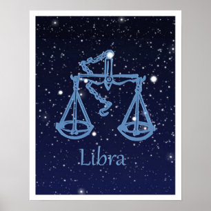 Libra sterrenbeeld en sterrenbeeld met sterren poster