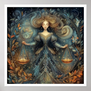 Libra Sterrenbeeld Geboorte Teken Astrologie Hemel Poster