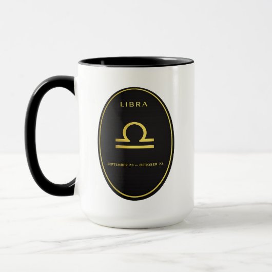 Libra Sterrenbeeld Gouden Ovaal Embleem Mok | Luxe (Links)