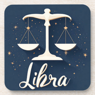 Libra Sterrenbeeld Icoon met Gebalanceerde Schalen Bier Onderzetter