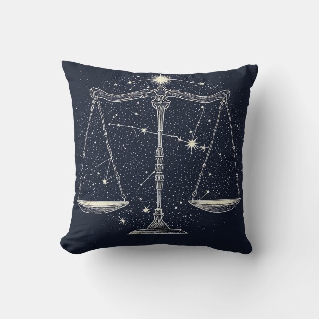 Libra Sterrenbeeld Icoon met Gebalanceerde Schalen Kussen (Voorkant)