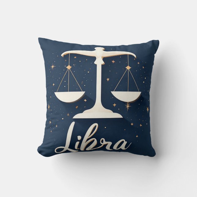 Libra Sterrenbeeld Icoon met Gebalanceerde Schalen Kussen (Voorkant)