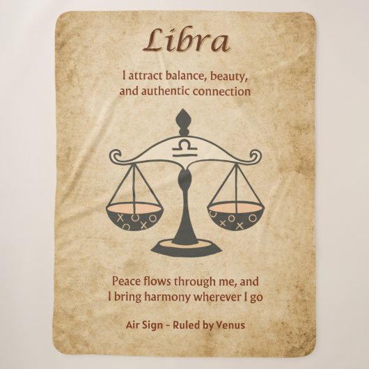 Libra-sterrenbeeld met Gebalanceerde Affirmaties Sherpa Deken (Voorkant)
