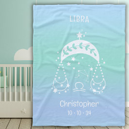Libra Sterrenbeeld Naam Geboortedatum Blauwe Baby Fleece Deken