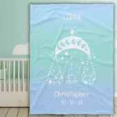 Libra Sterrenbeeld Naam Geboortedatum Blauwe Baby Fleece Deken
