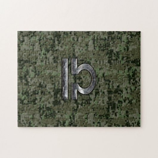 Libra Sterrenbeeld op bosgroene digitale camouflag Legpuzzel (Horizontaal)