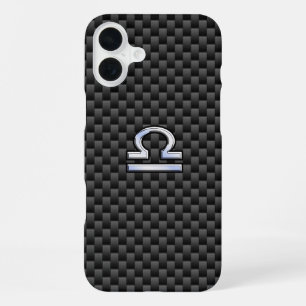 Libra Sterrenbeeld op Koolstofvezel iPhone 16 Plus Hoesje