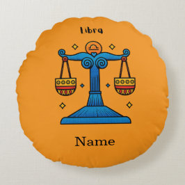 Libra Sterrenbeeld Retro Pop Art - Gepersonaliseer Rond Kussen
