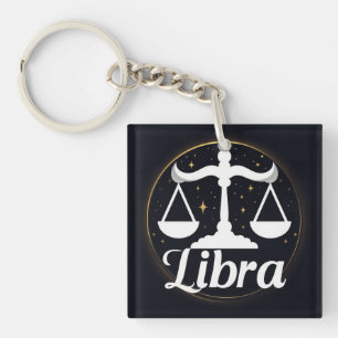 Libra Sterrenbeeld Symbool met Sterren en Weegscha Sleutelhanger