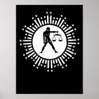 Libra sterrenbeeld symbool met sterren Zwart en Wi
