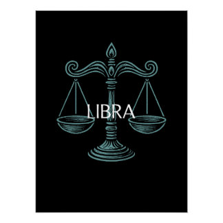 Libra Sterrenbeeld – Vintage Weegschalen in Teal o Perfect Poster