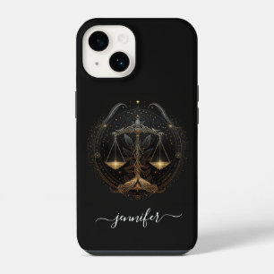 Libra sterrenbeeld zwart en goud Case-Mate iPhone 14 Hoesje