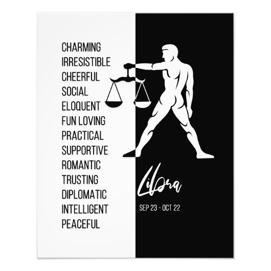 Libra Sterrenbeeld, Zwart & Wit Poster (Voorkant)