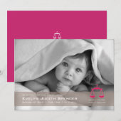 Libra the Scales Photo Birth Announcement Kaart (Voorkant / Achterkant)