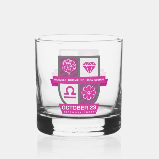 Libra Verjaardag Crest™ voor 1-23 oktober Whisky Glas (Voorkant)